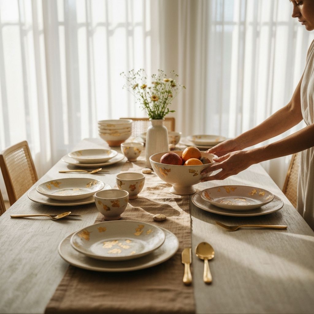 Elegant home dining setting with HENING ceramics